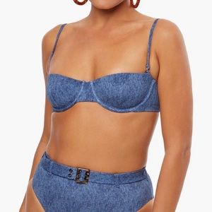 WEWOREWHAT Balconette Denim Bikini Top Size XS NWT